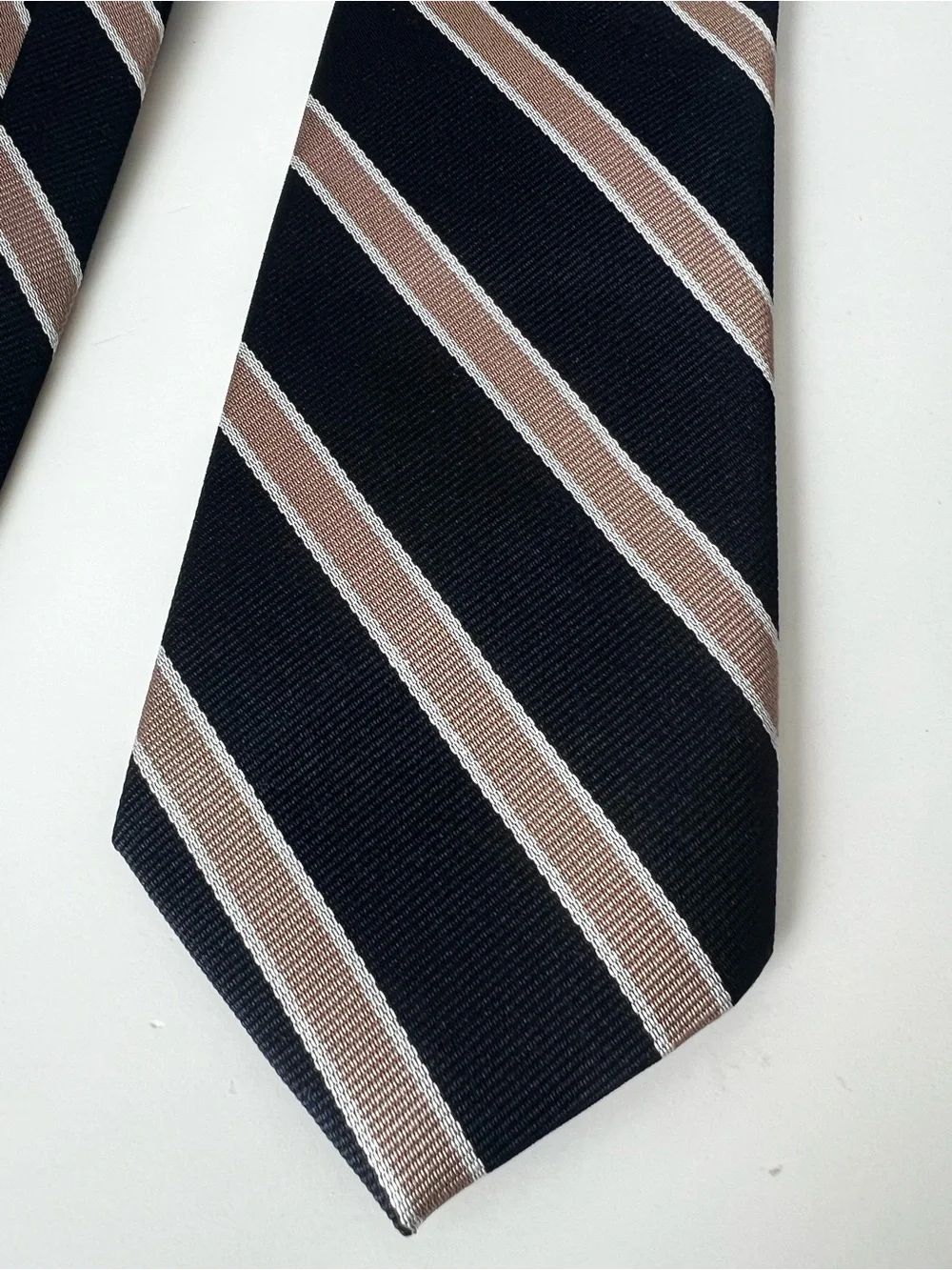 pierre balmain PARIS Classic Black and Brown Striped Men's Tie